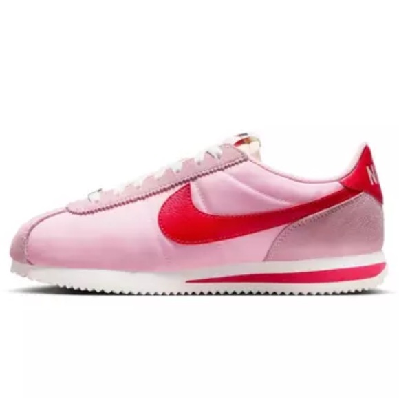 Nike Cortez Textile "Med Soft Pink/Fire Red/Sail/Team Orange" Women's Size 10 - Picture 3 of 17